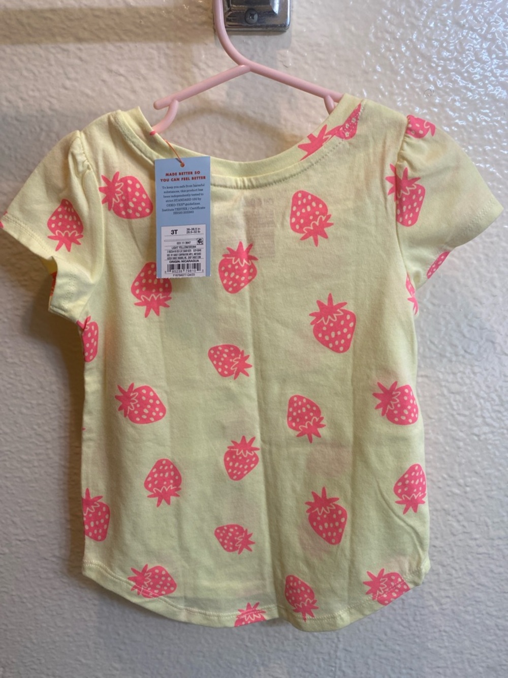 Girls' Yellow Strawberry Print Short Sleeve Top - Picture 2 of 2